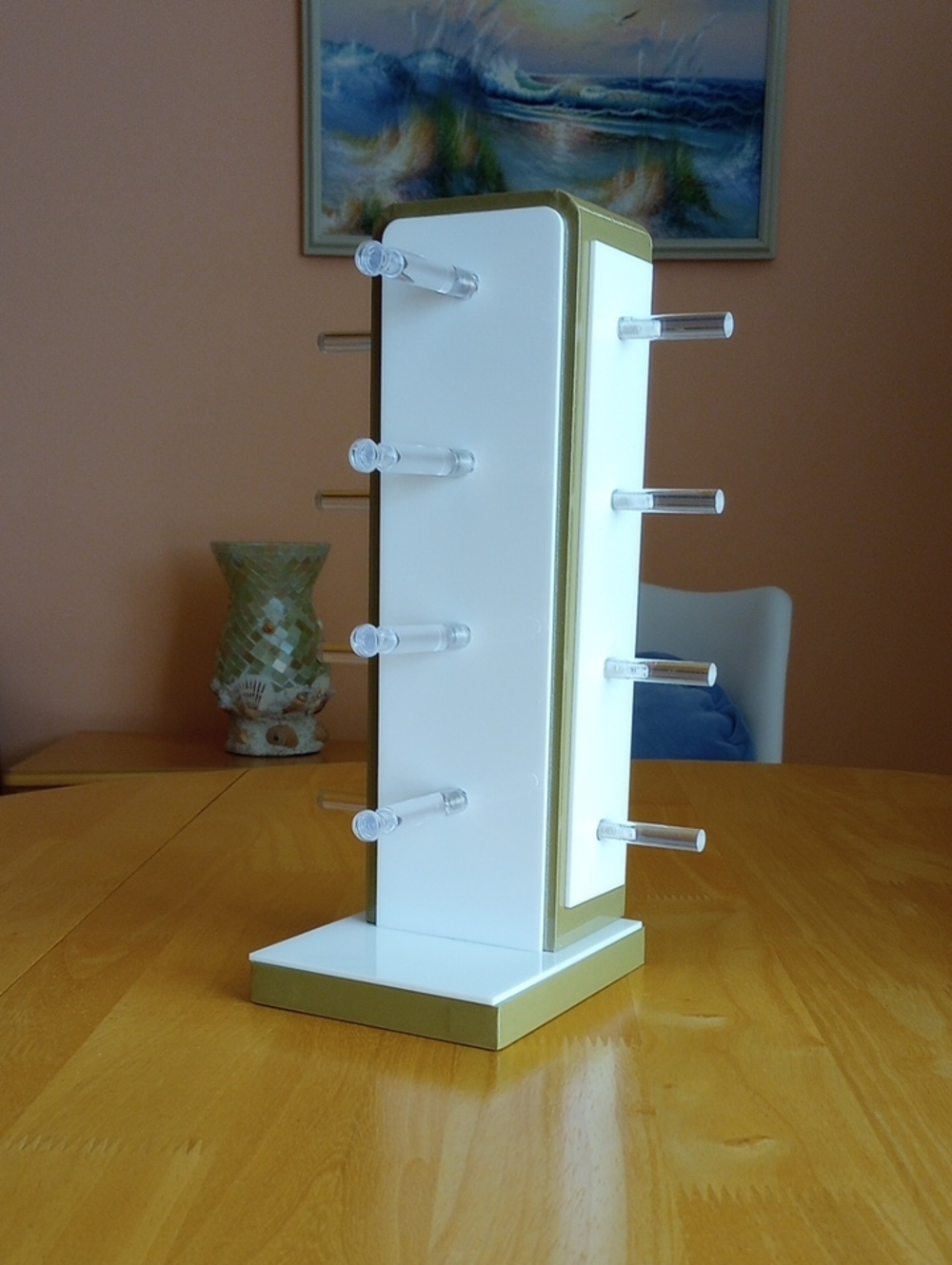 Gold & White Eyeglasses Organizer Tower